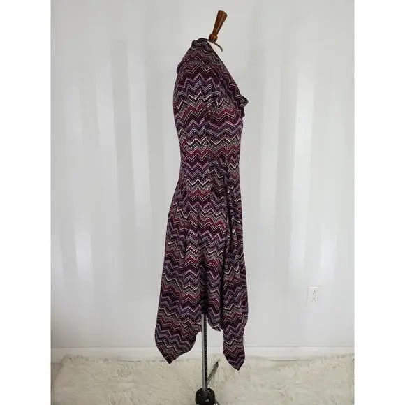 COREY P Women's Multicolor Cowl Neck Handkerchief Hemline Sweater Dress Sz S - Picture 2 of 10